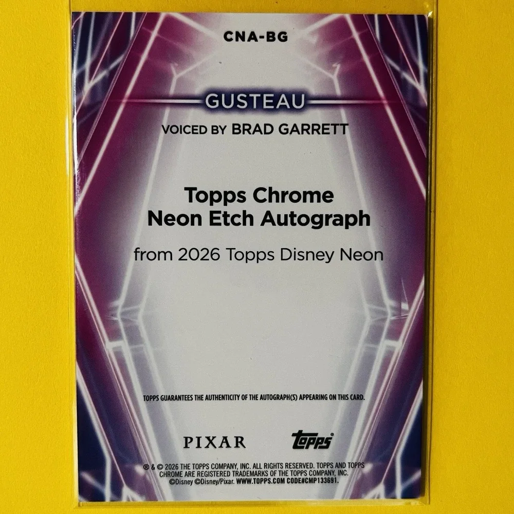 2026 Topps Disney Neon‎ Etch Auto Gold Shimmer #CNABG Brad Garrett Gusteau /50